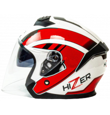 Шлем мото открытый HIZER J222 (M) white/red (2 визора)